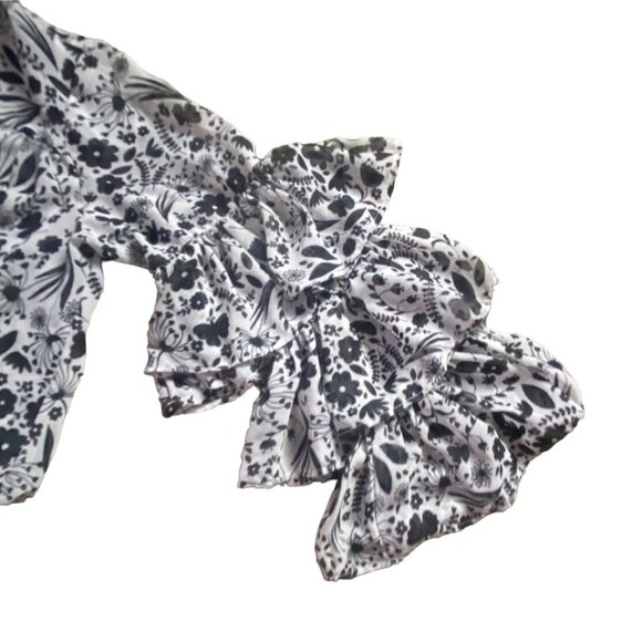 Nanette Lepore Womens Semi-Sheer Poet Sleeve Blouse-Black/White-Size XS-GUC - Picture 8 of 8